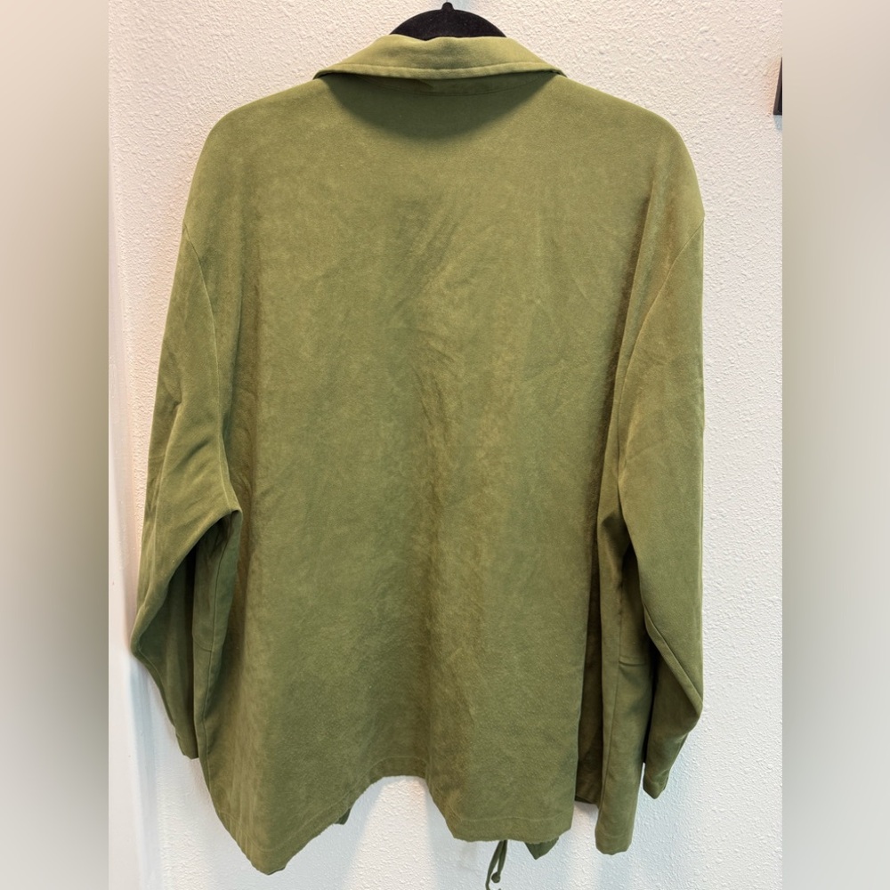 Joanna Plus Olive Green Suede Zip-Front Jacket Sz(2X) - Picture 2 of 4